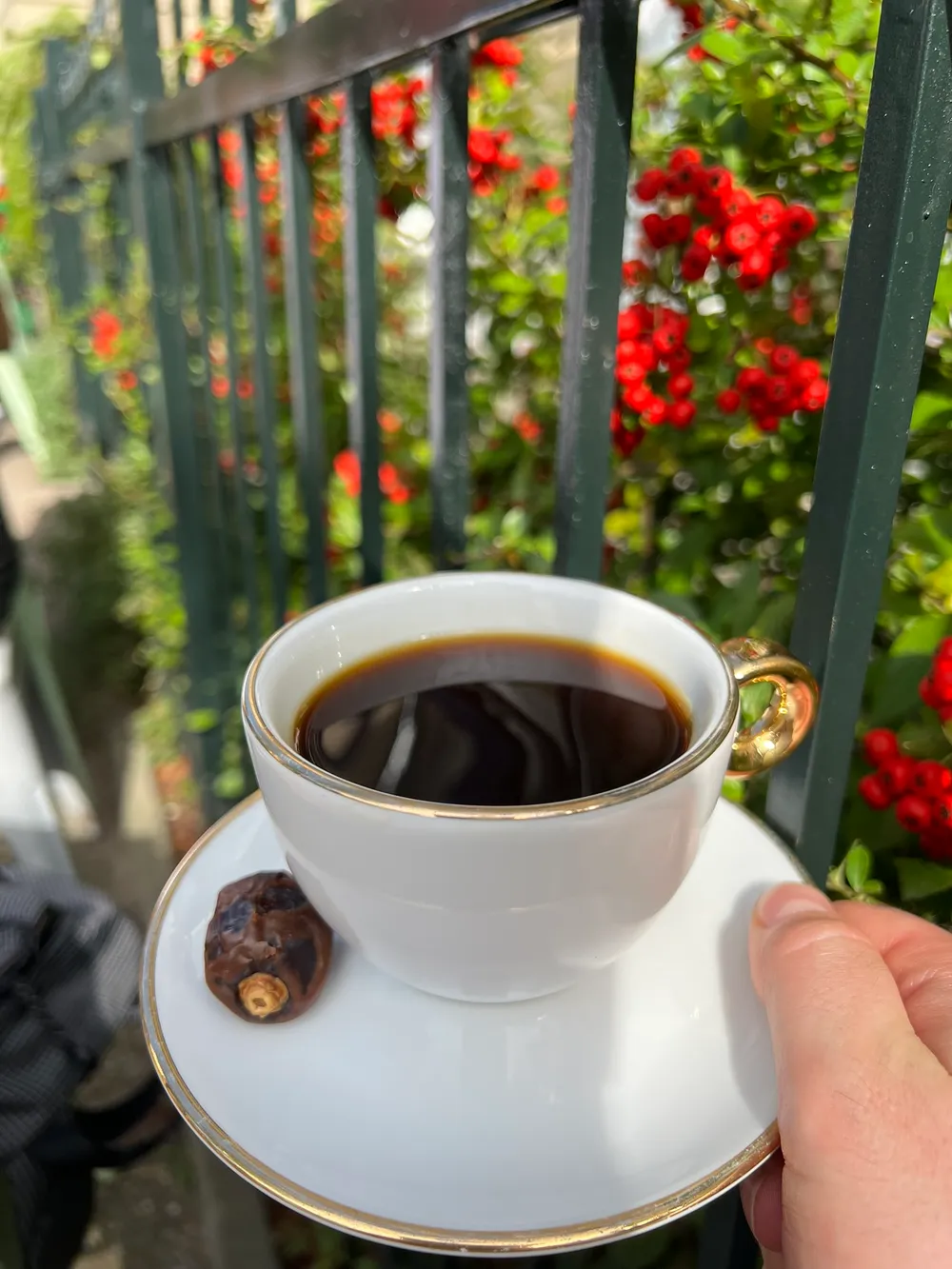 Sipping a coffee in Łas
